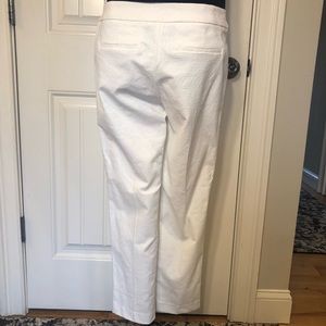 Textured White Ankle Casual Pants